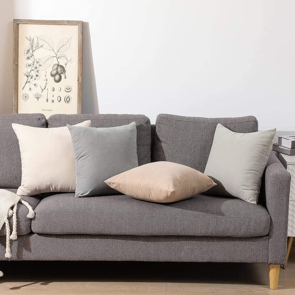 Funda de cojín decorativa de terciopelo neutral WEMEON - Imagen 3