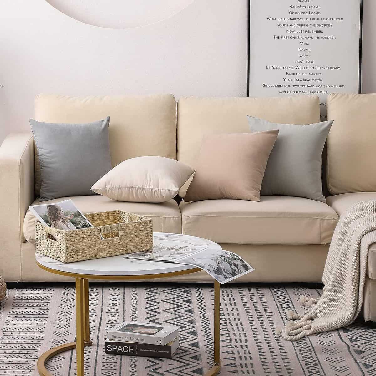 Funda de cojín decorativa de terciopelo neutral WEMEON - Imagen 5