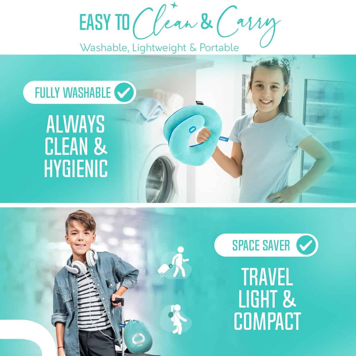 Almohada de Viaje para Niños BCOZZY (8-12 -Azul Claro - Imagen 10