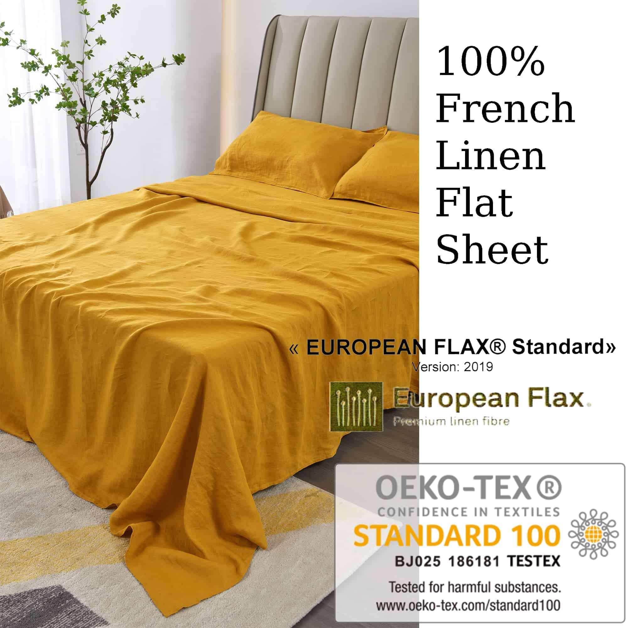 S VICTORY SYMBOL 100% Sábana Plana de Lino Orgánico tamaño - Imagen 3