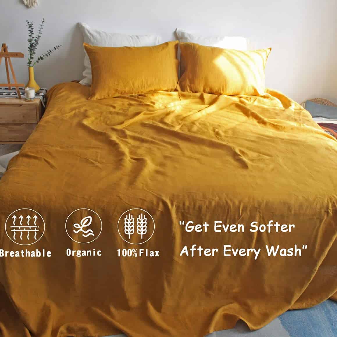 S VICTORY SYMBOL Sábana 100% de Lino Orgánico Tamaño Queen - Imagen 9