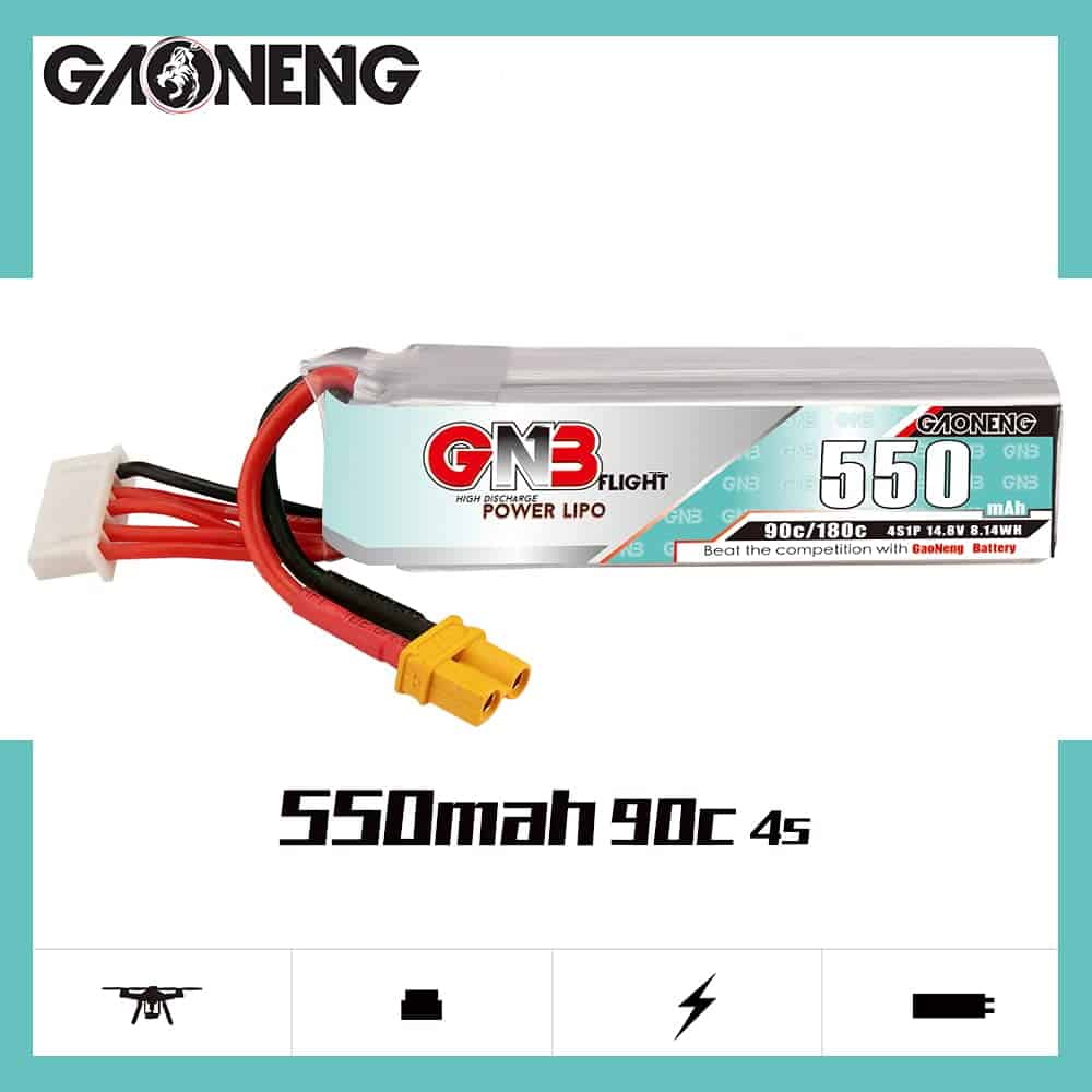 Paquete de 2 Baterías LiPo GNB 4S 550mAh 14.8V 90C con - Imagen 7