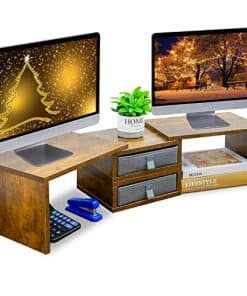 Soporte para Dos Monitores con 2 Cajones TEAMIX - Soporte