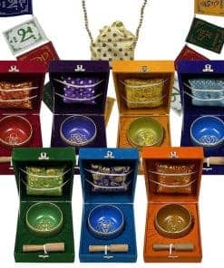 Set de Cuencos Tibetanos Chakra con Cojín Batidor y Tulsi