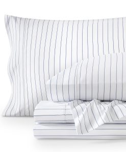 Juego de sábanas Bare Home California King - -Blanco/Marino