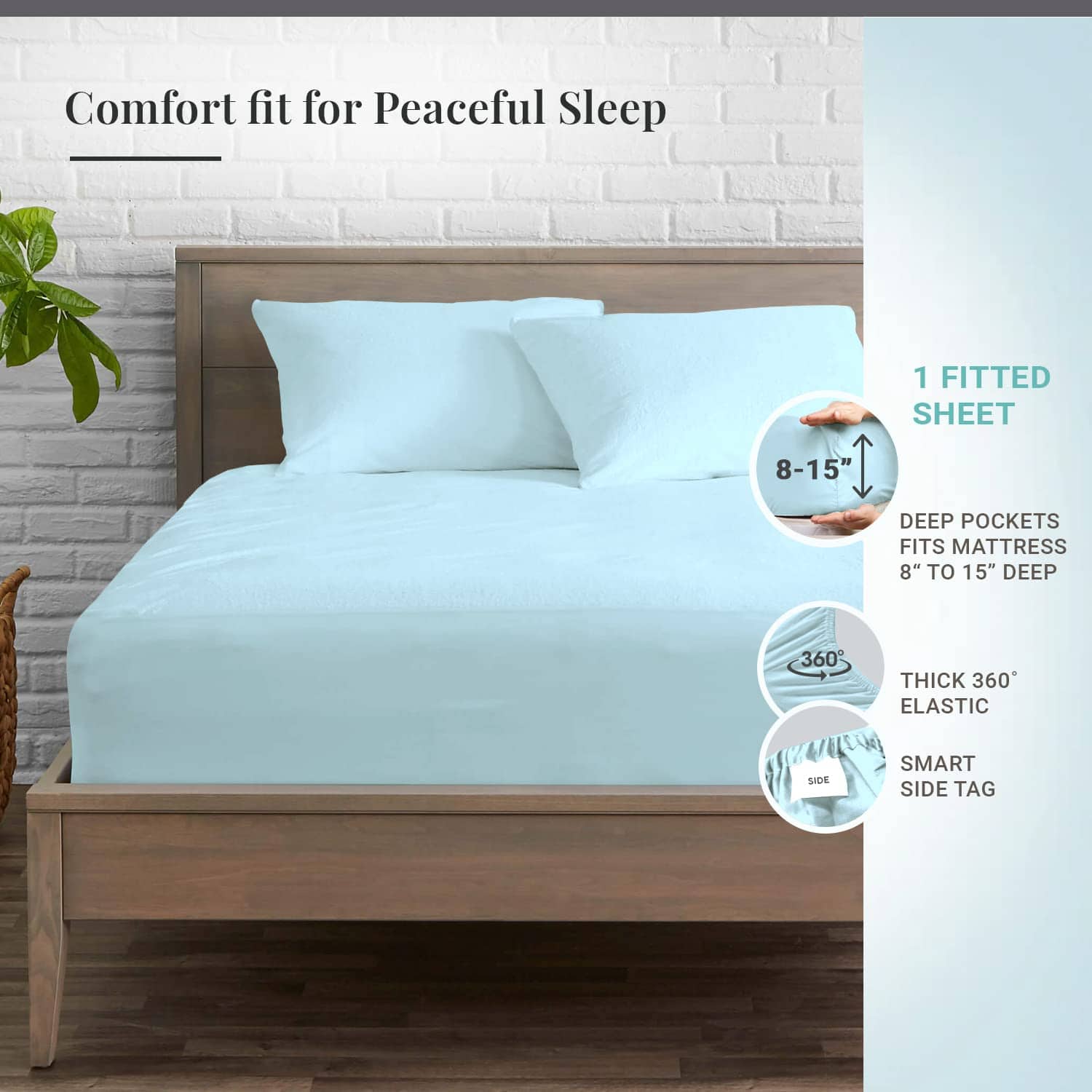 Sábana Ajustable Pura 100% Algodón Pizuna para Cama - Imagen 4