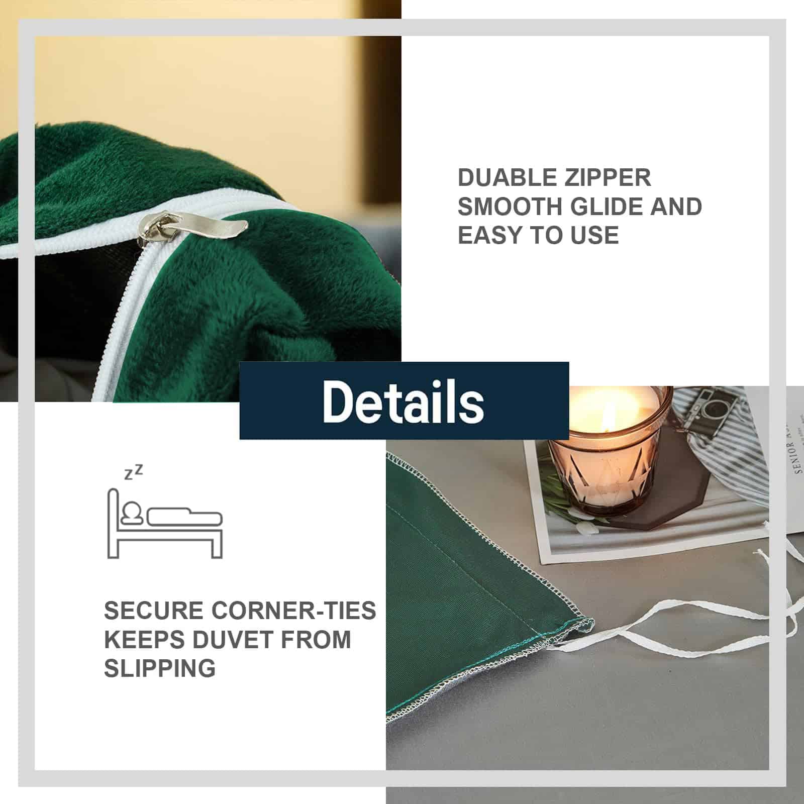 Juego de Funda de Edredón de Terciopelo Verde Oscuro - Imagen 5