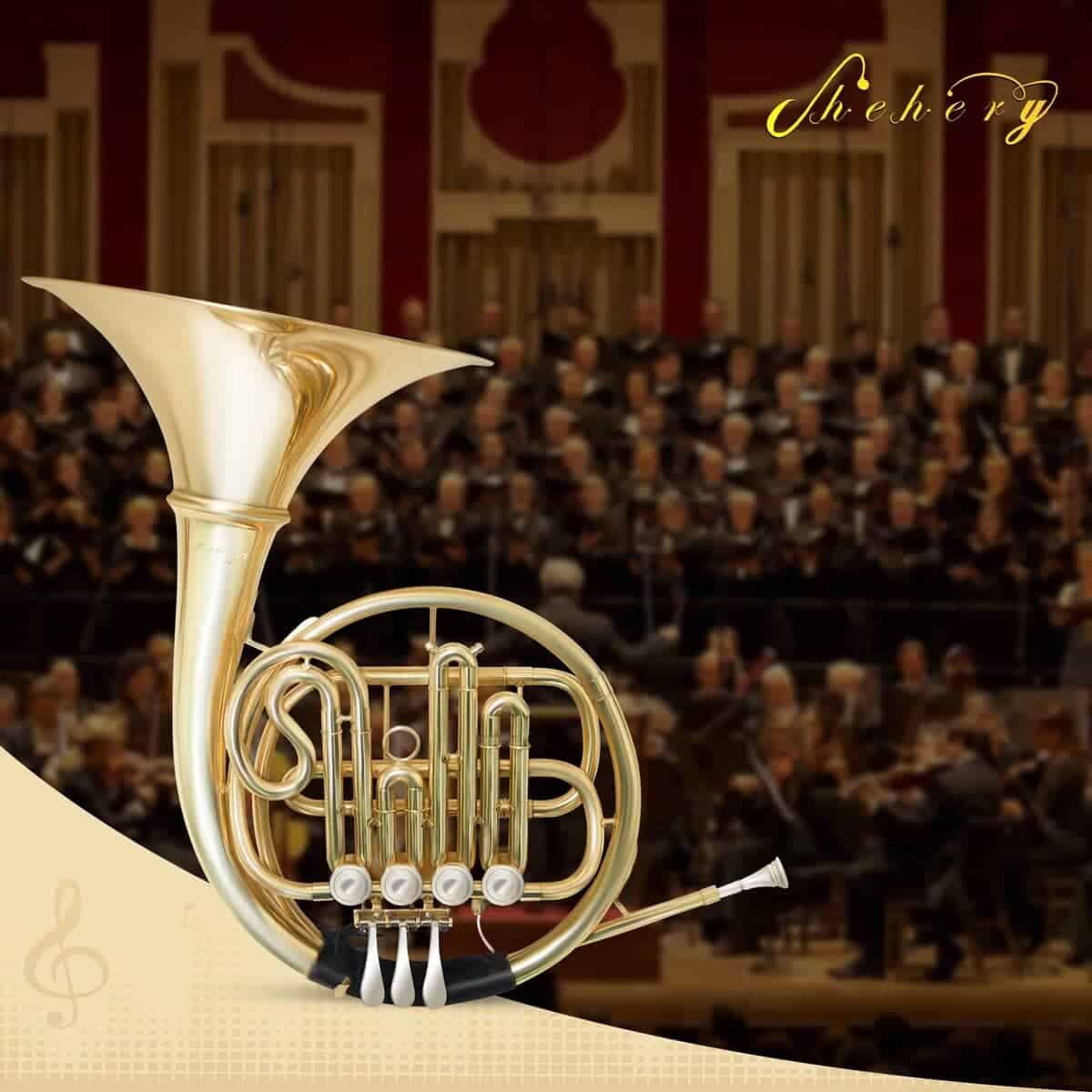 Trompa Francesa de una Fila de 4 Llaves en Si Bemol - Latón - Imagen 3