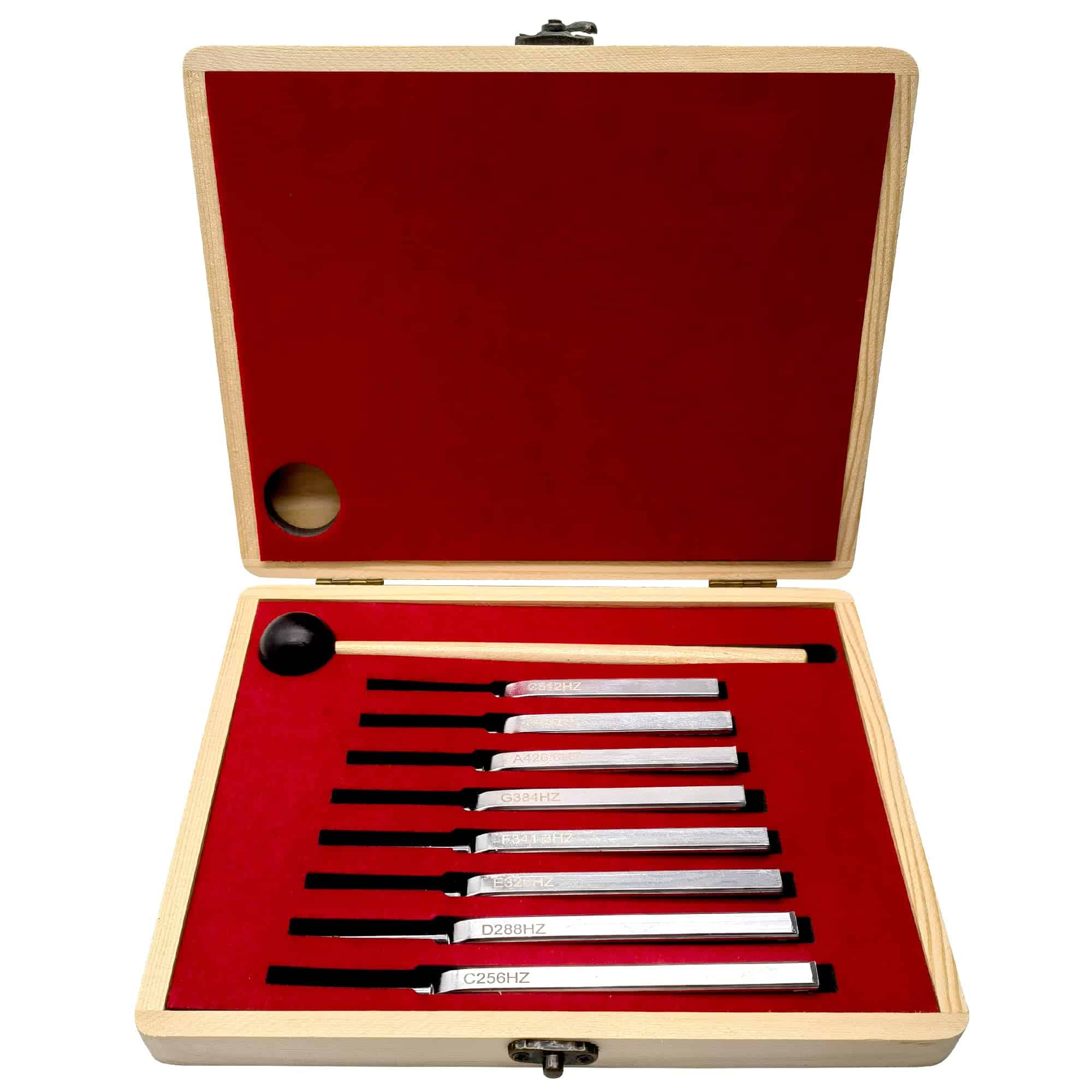 Juego de 8 tenedores de afinación con martillos de golpe -