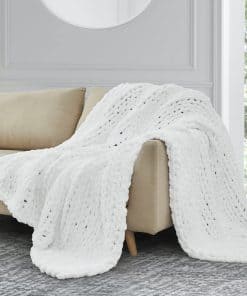 Manta de Punto Grueso SUNYRISY, Manta de -Blanco