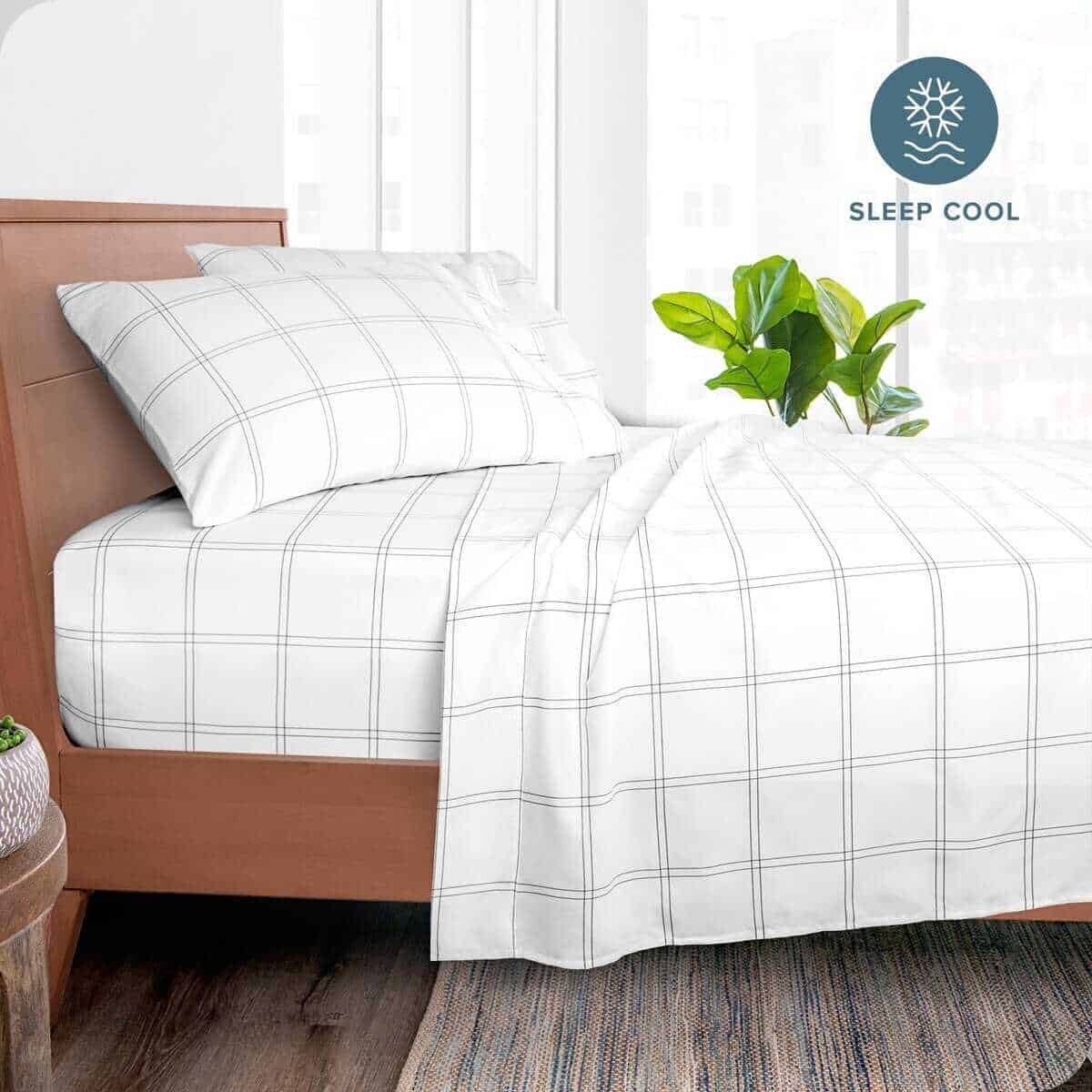 Juego de sábanas Twin XL Bare Home - Tamaño -Blanco/Gris - Imagen 3