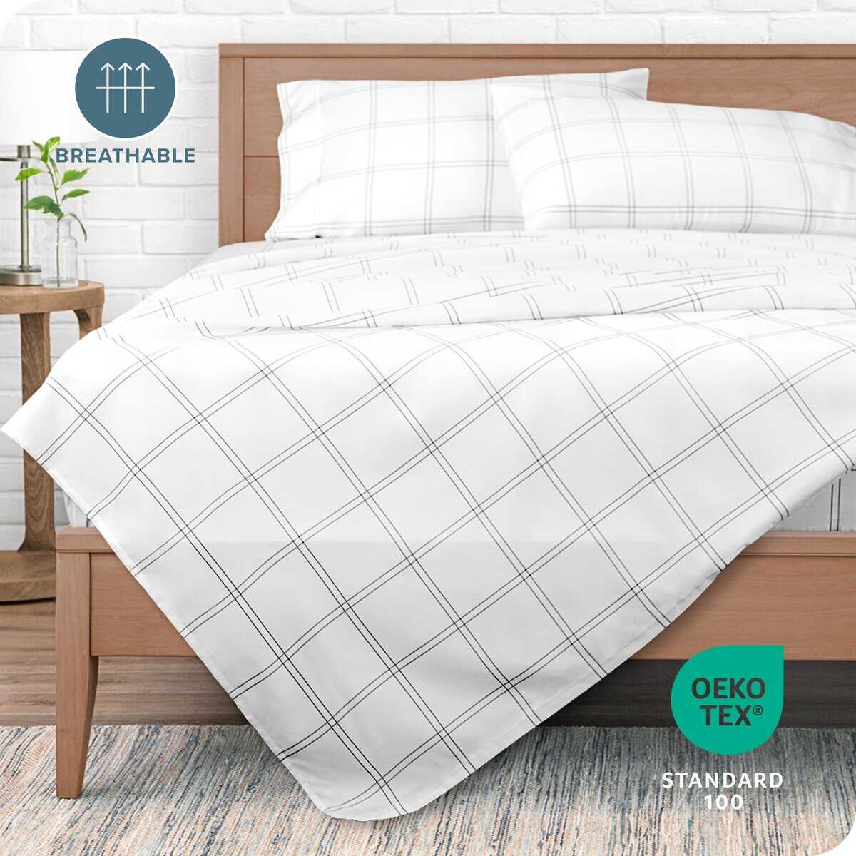 Juego de sábanas Twin XL Bare Home - Tamaño -Blanco/Gris - Imagen 5