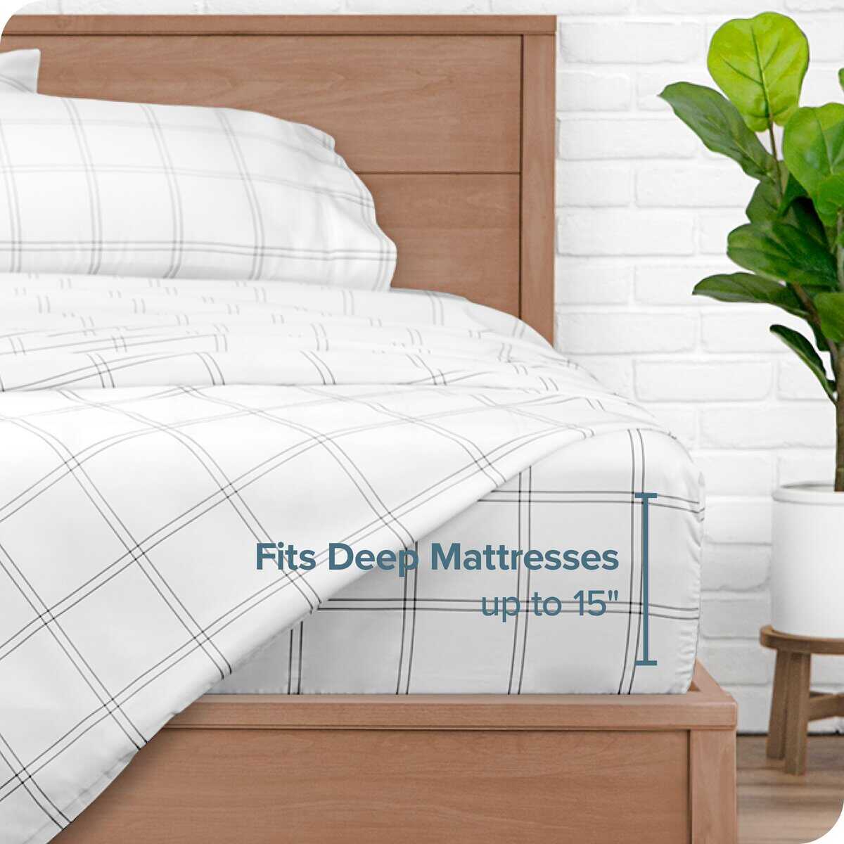 Juego de sábanas Twin XL Bare Home - Tamaño -Blanco/Gris - Imagen 6