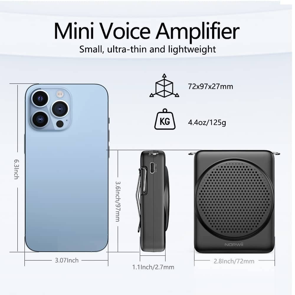 Amplificador de Voz Mini NORWII, Carga Rápida de 3 Horas y - Imagen 3