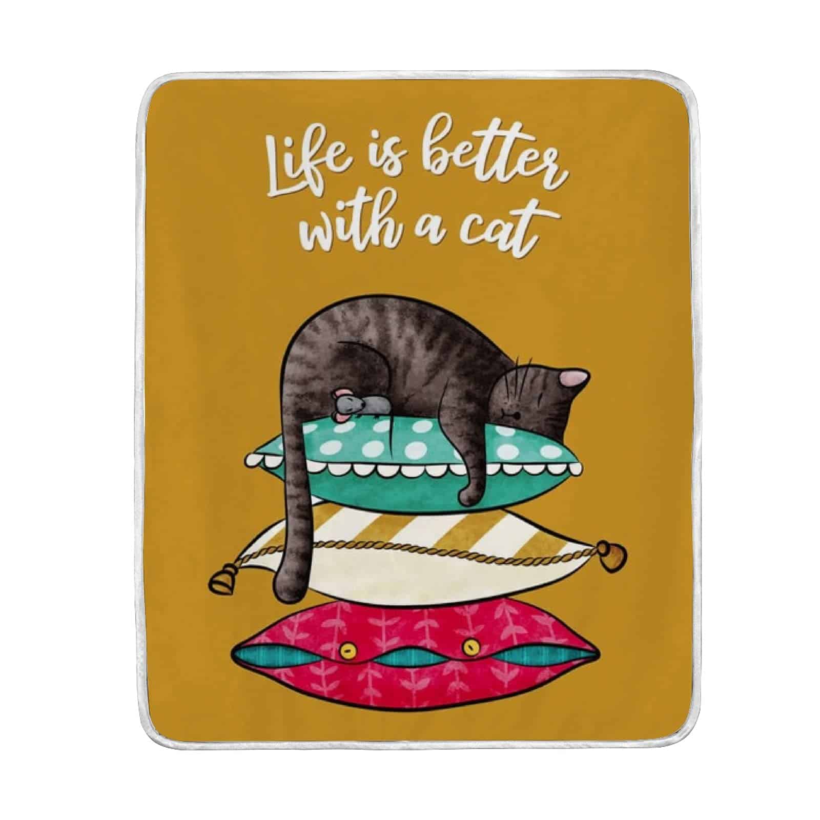 Manta de Sofá con Temática de Gato Dream Bay, Suave y