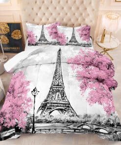 Juego de Colcha de Confort KXRY Paris Rosa Tamaño Completo