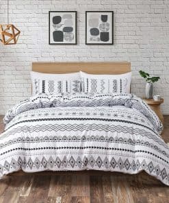 Juego de Funda Nórdica Boho Azteca Twin Blanco con Rayas