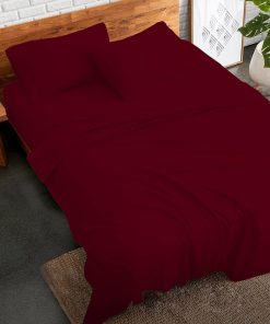 Juego de Sábanas y Fundas de Almohada de Lujo -Borgoña