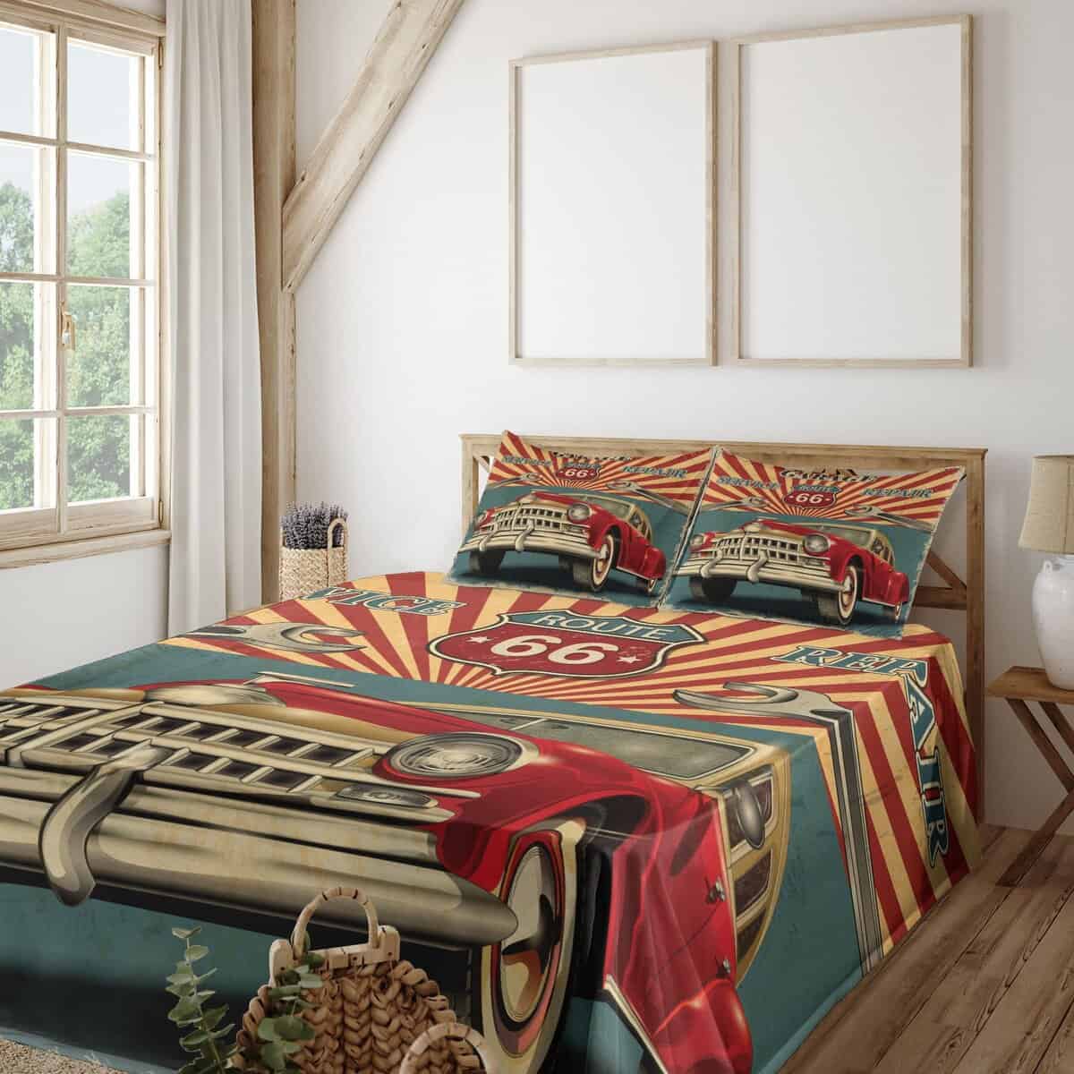 Juego de sábanas Lunarable Americana, Vintage Garage Repair