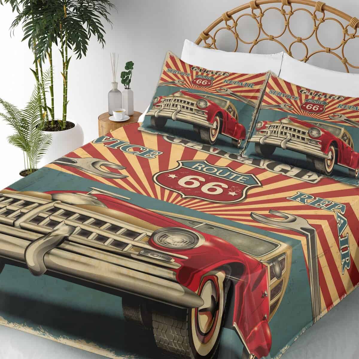 Juego de sábanas Lunarable Americana, Vintage Garage Repair - Imagen 7