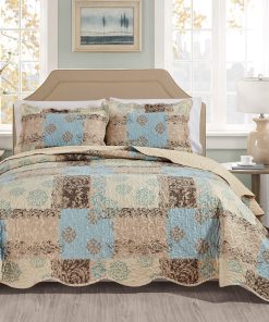 Juego de Colcha de 3 Piezas de Lujo con Estampado Fino y