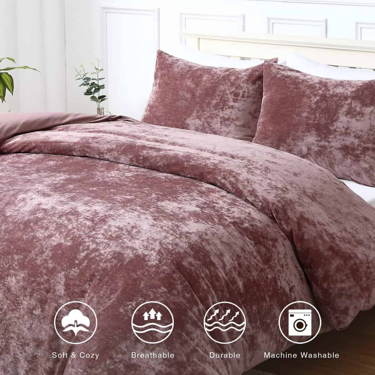 CAROMIO Juego de Funda nórdica de Terciopelo, Juego de Ropa - Imagen 4