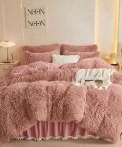 Set de Cubierta de Edredón HAIHUA Fluffy Old Pink King?Set