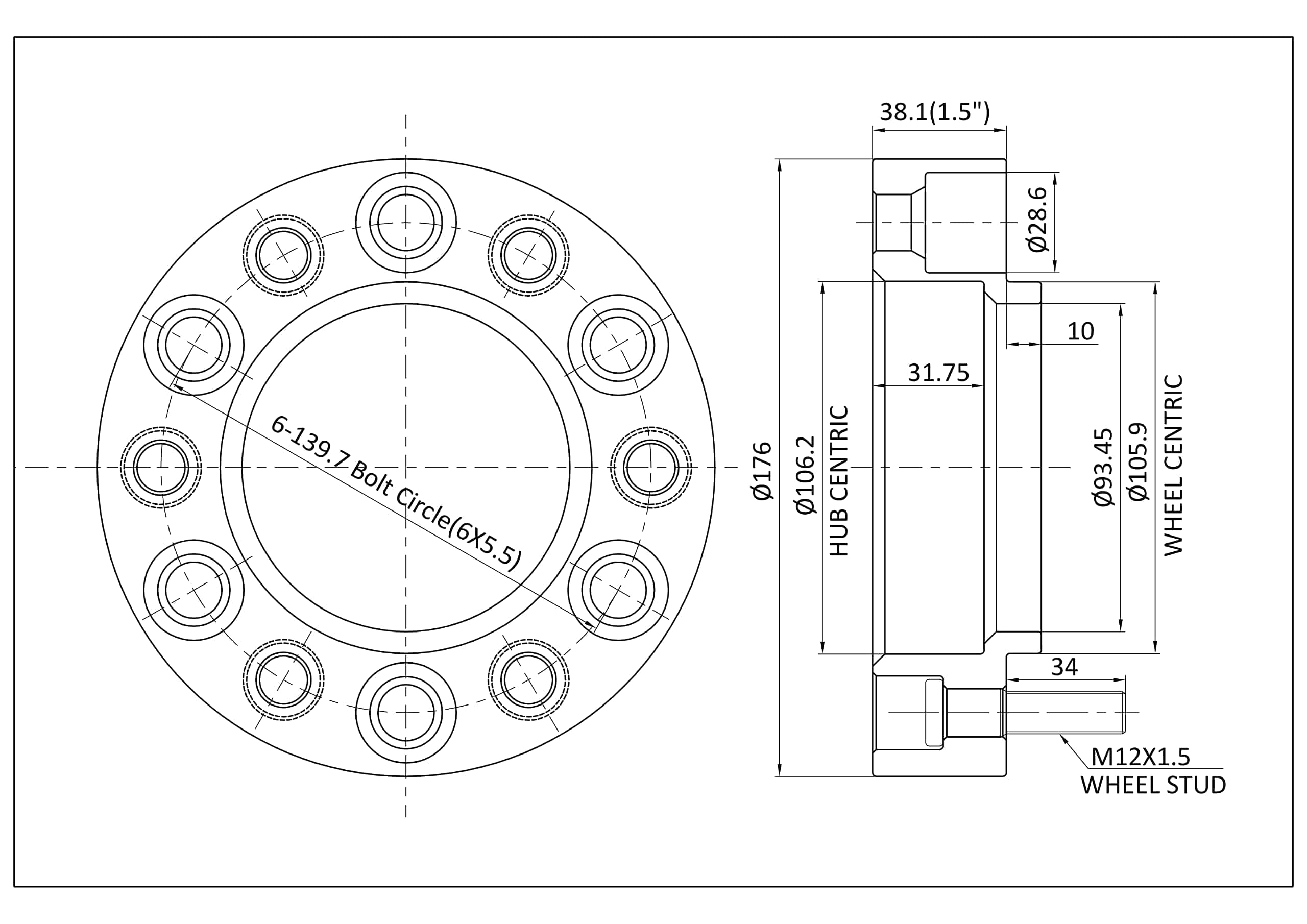 Espaciadores de Rueda 6x5.5 para Tacoma(6 Lug solamente) - Imagen 8