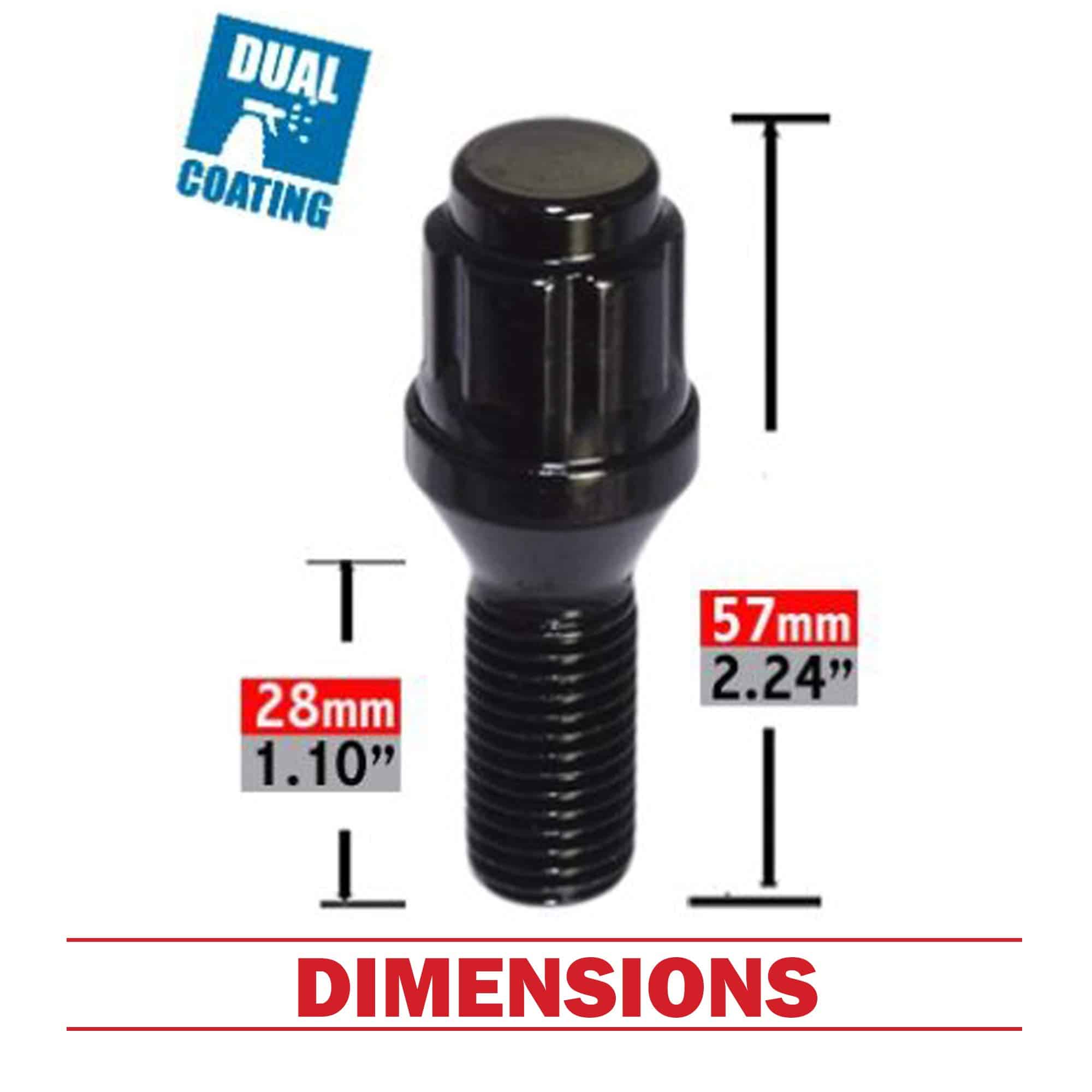 Set de 20 Pernos de Rueda Negros 14x1.25 con Asiento Cónico - Imagen 3