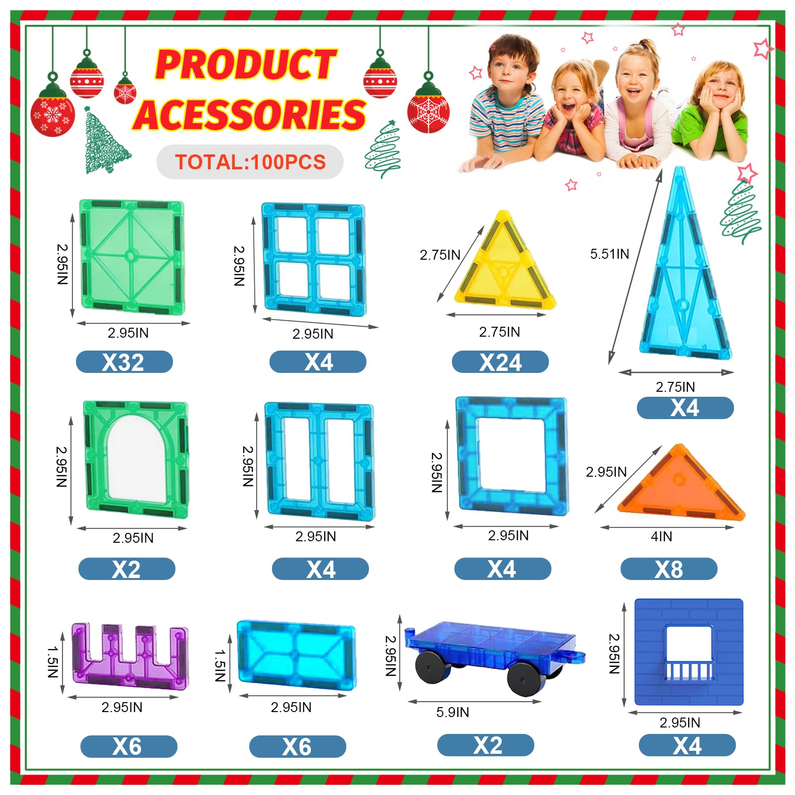 NVHH 100PCS Baldosas Magnéticas para Niños de 3-5 4-8, - Imagen 6