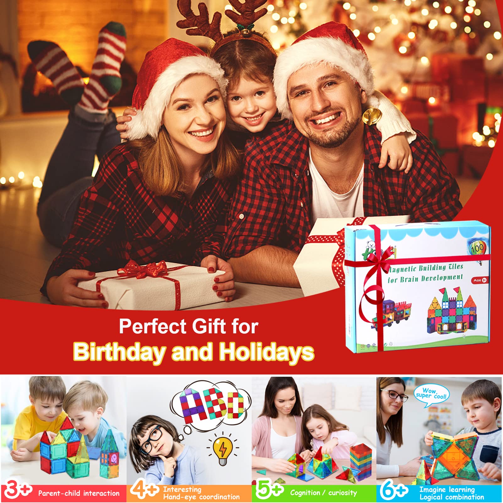 NVHH 100PCS Baldosas Magnéticas para Niños de 3-5 4-8, - Imagen 8