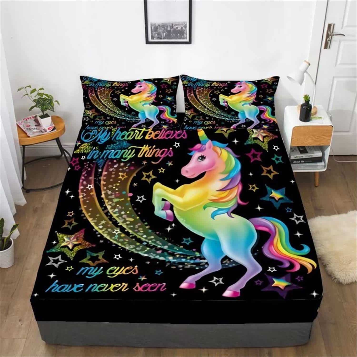 Juego de Sábanas Zillons DXH Dreamy Unicorn Queen Size, - Imagen 3