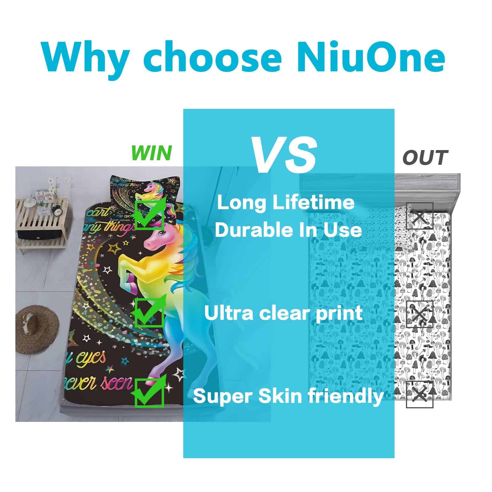 Juego de Sábanas Zillons DXH Dreamy Unicorn Queen Size, - Imagen 4