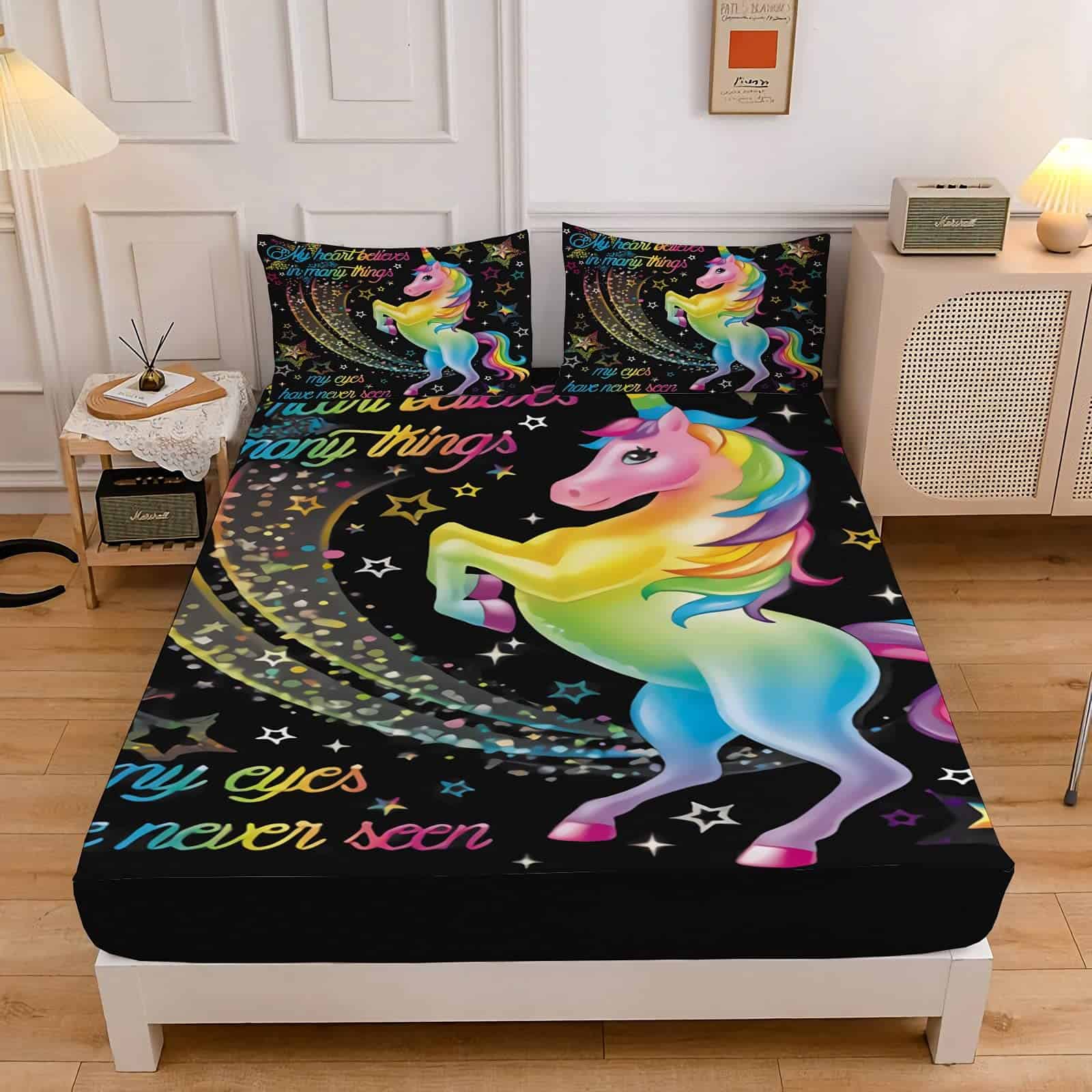 Juego de Sábanas Zillons DXH Dreamy Unicorn Queen Size, - Imagen 9