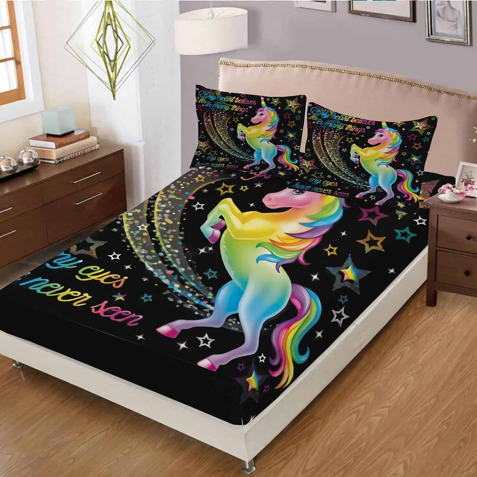 Juego de Sábanas Zillons DXH Dreamy Unicorn Queen Size, - Imagen 6