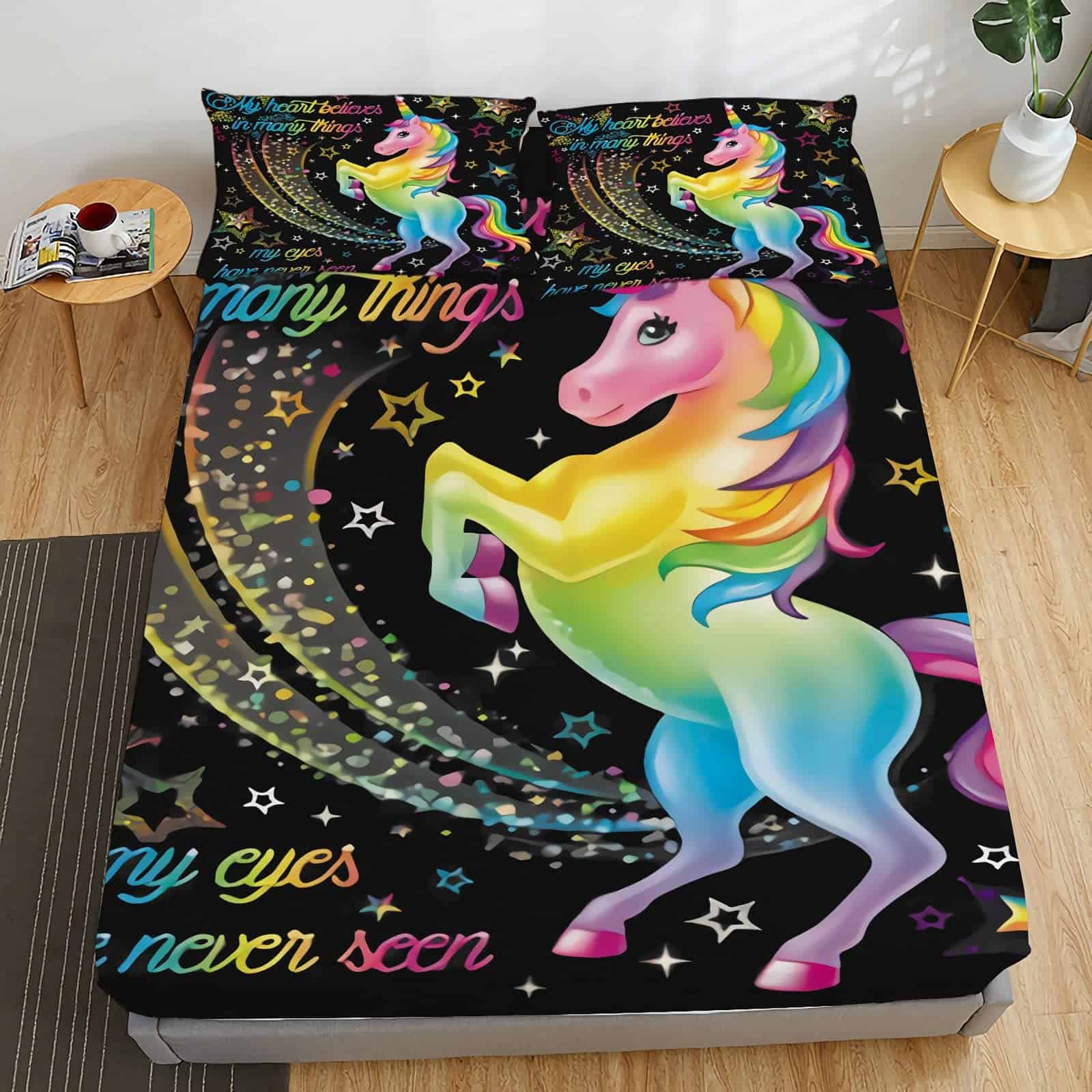 Juego de Sábanas Zillons DXH Dreamy Unicorn Queen Size, - Imagen 5