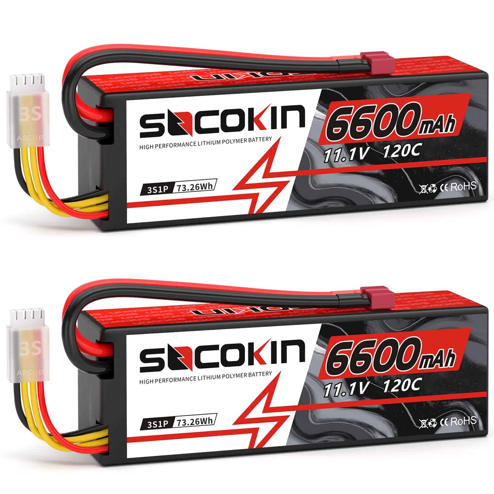Batería Lipo 3S de 6600mAh 11.1V 120C con Conector T Deans