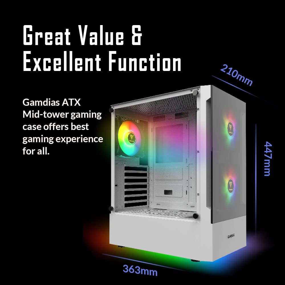 GABINETE DE COMPUTADORA TORRE MEDIA ATX GAMDIAS WHITE RGB - Imagen 8