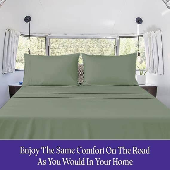Juego de sábanas RV King (72X80) Sage sólido 100% algodón - Imagen 4