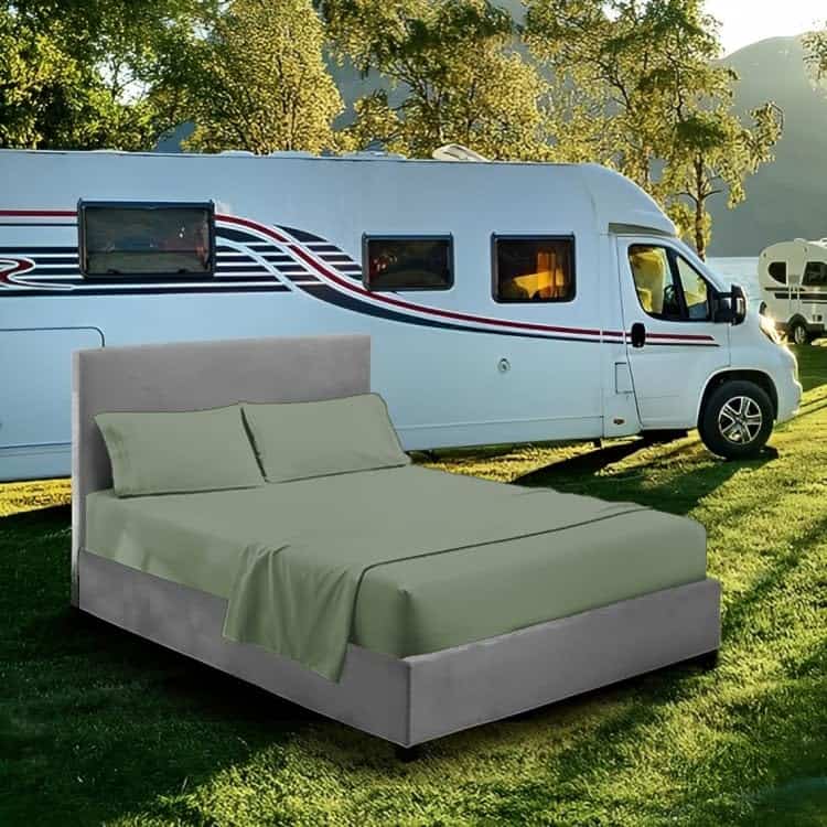 Juego de sábanas RV King (72X80) Sage sólido 100% algodón