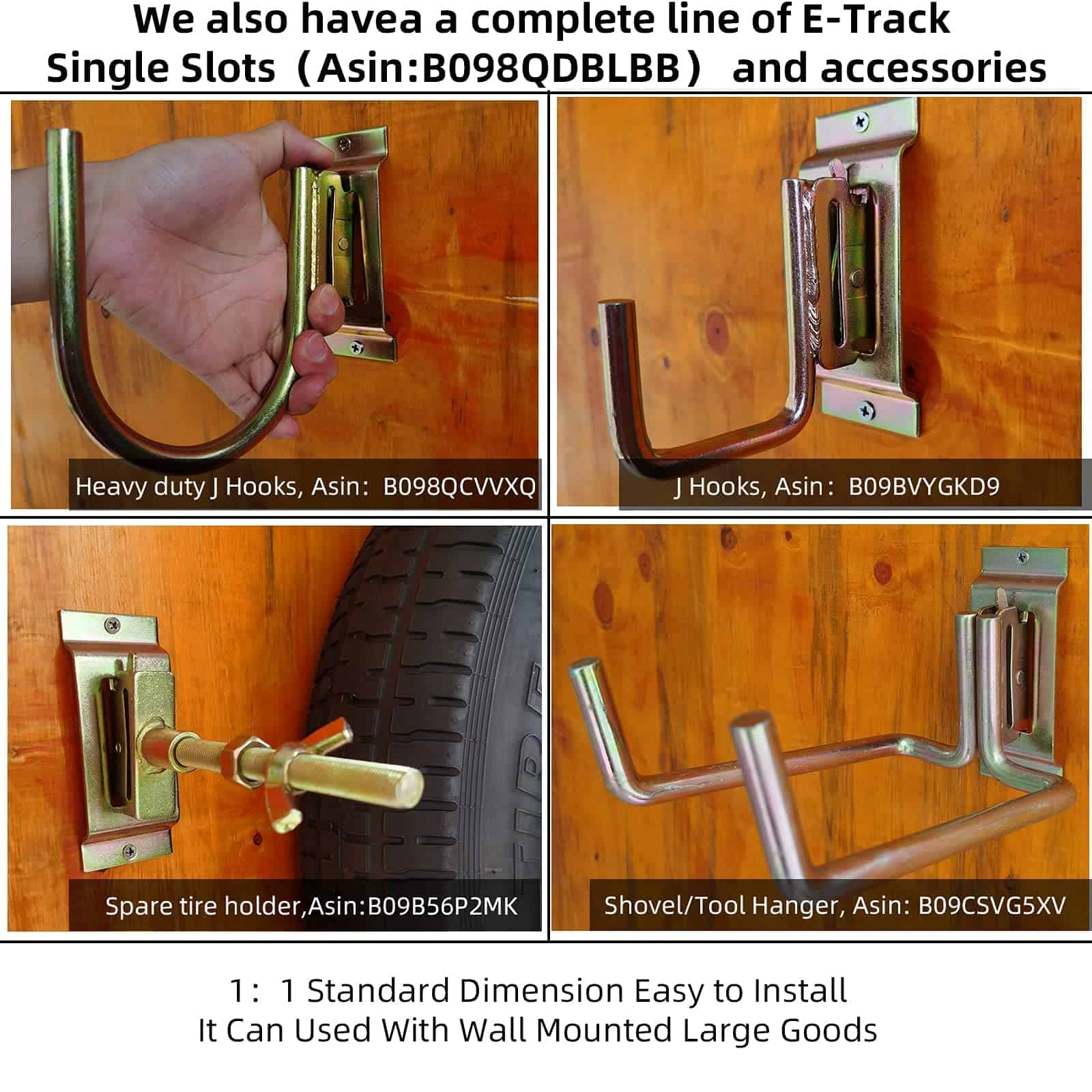4 Pack Ganchos de Pala de Servicio Pesado para E-Track para - Imagen 8