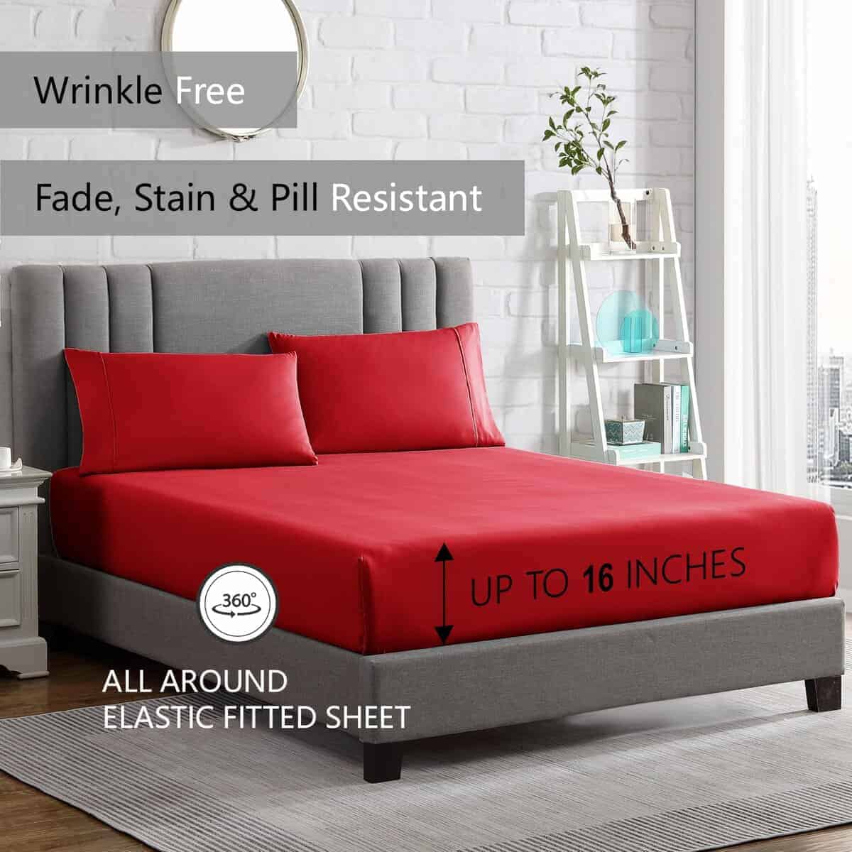 Juego de Sábanas American Home Collection Queen -Rojo Verdad - Imagen 5