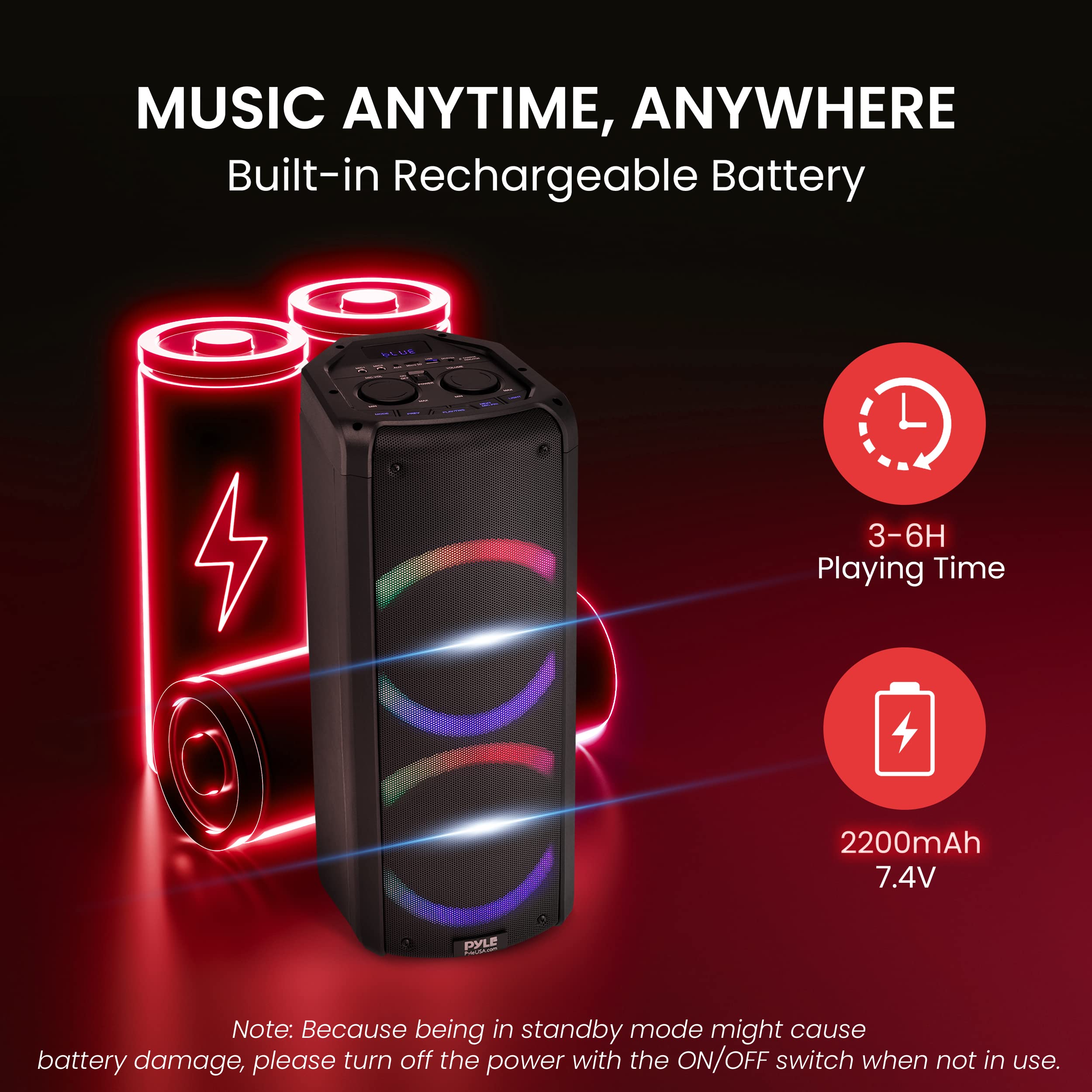 Bocina PA Portátil Bluetooth Pyle - 240W Dual 6.5" - Imagen 6