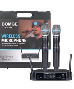 BOMGE uhf Micrófonos inalámbricos de mano metálicos dobles