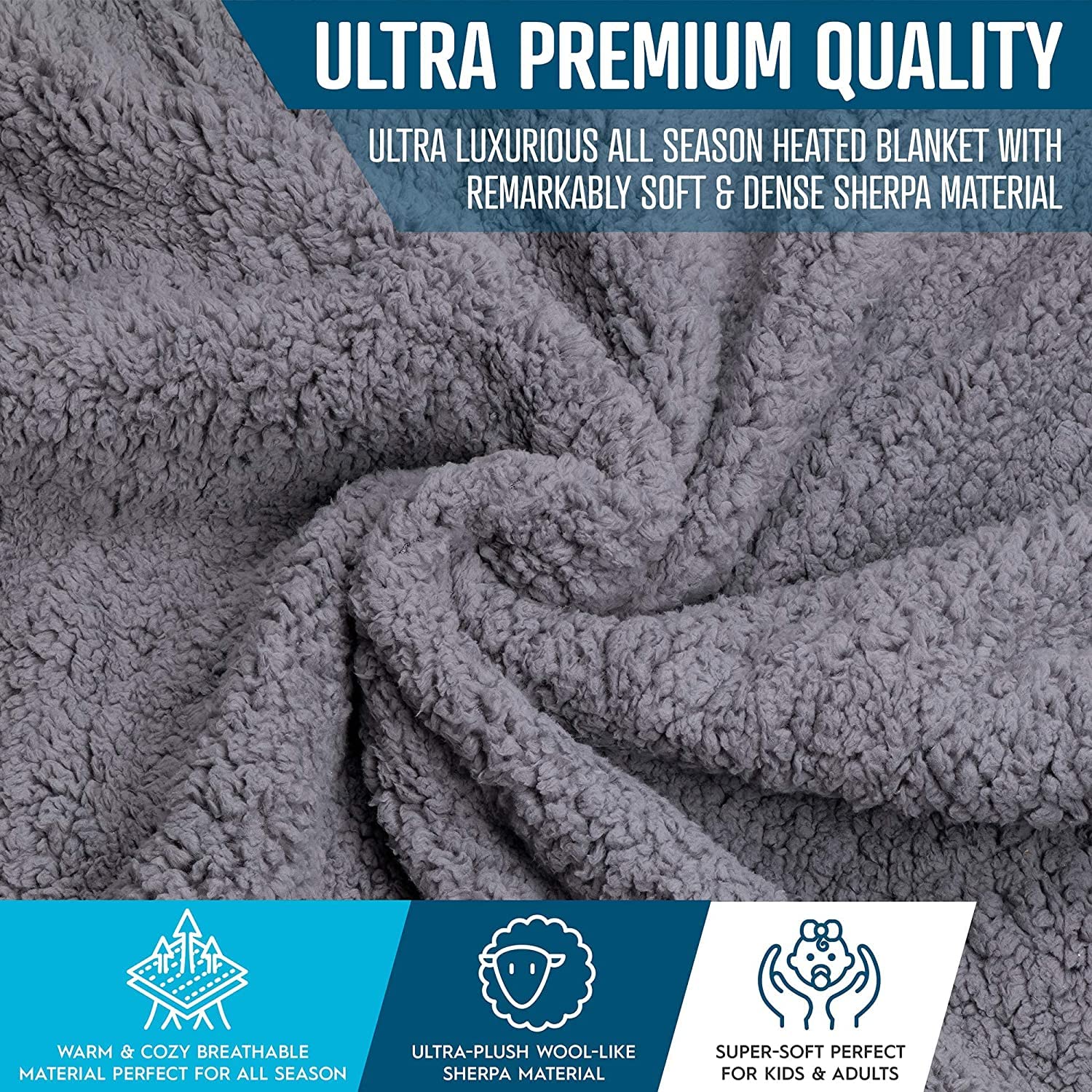 Manta de viaje de lana de Sherpa Zone Tech en gris, cálida - Imagen 8