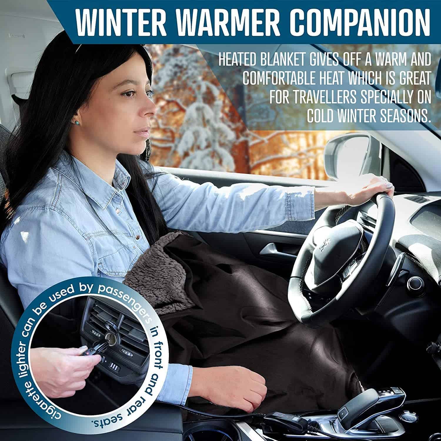 Manta de viaje de lana de Sherpa Zone Tech en gris, cálida - Imagen 7