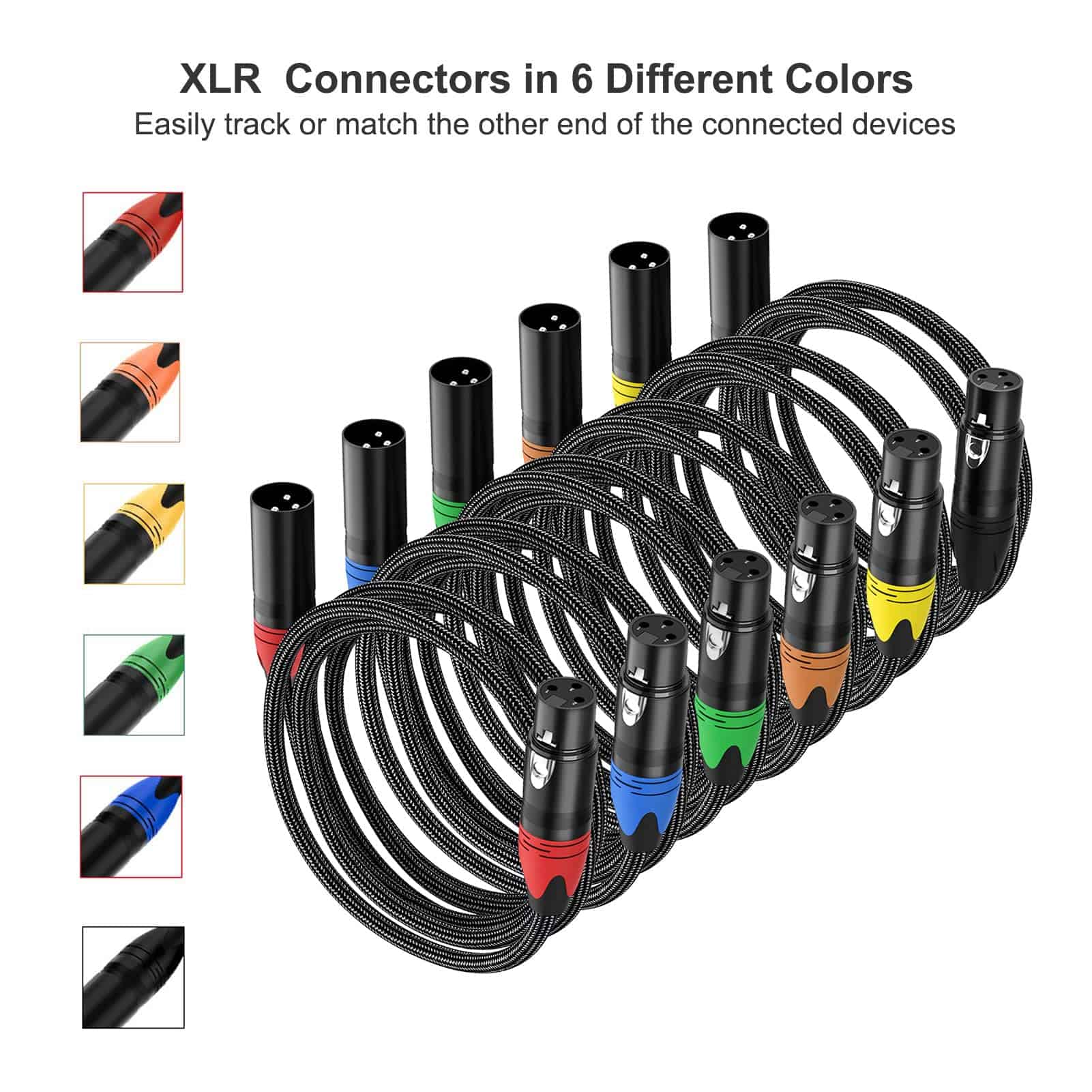 Cables de micrófono XLR Anewbig 10 pies 6 Pack, Cable de - Imagen 3