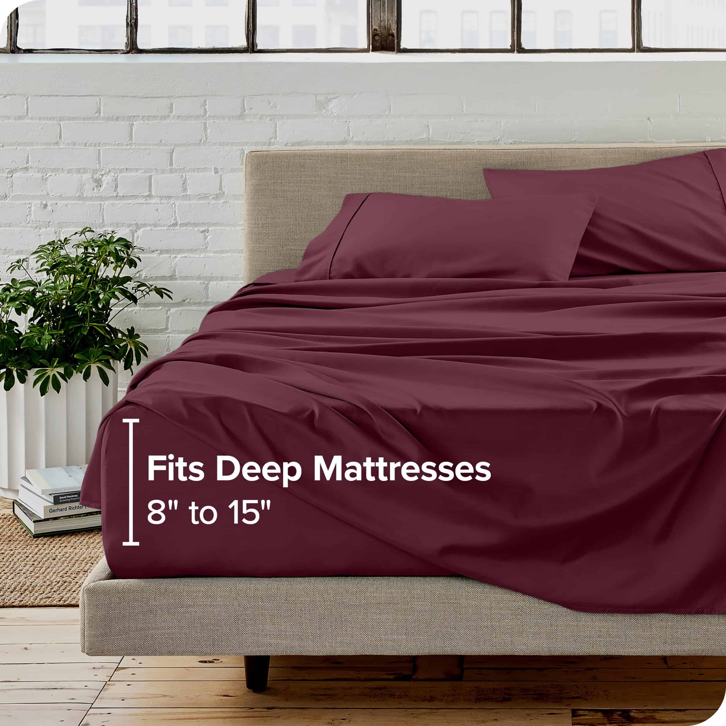 Juego de sábanas Bare Home Twin XL - Tamaño -Borgoña - Imagen 6