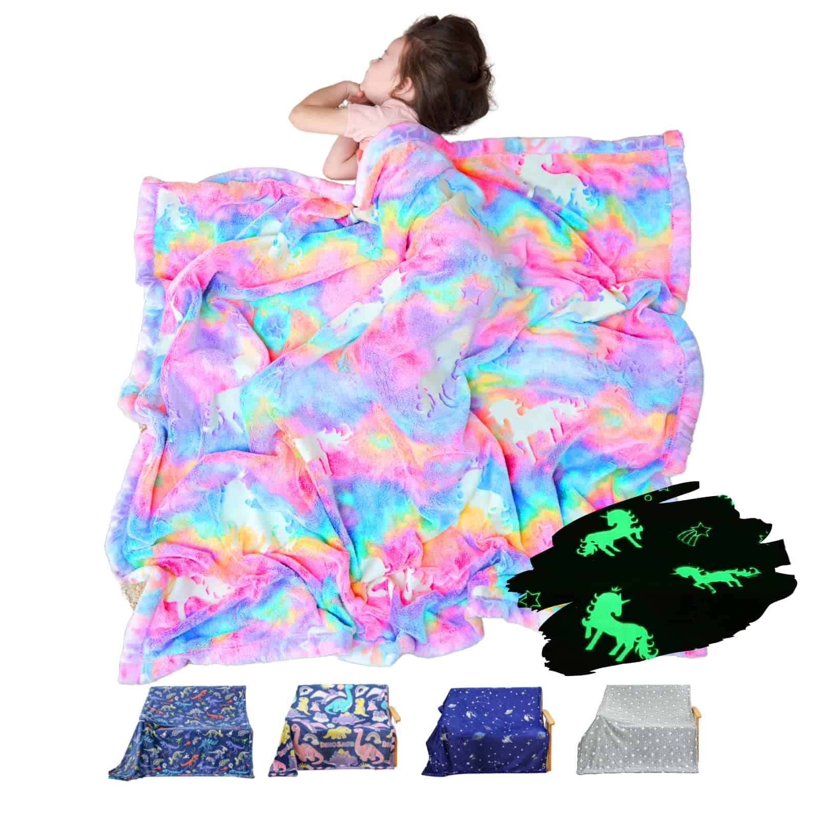 Manta Brillante de Unicornio Arcoíris que Brilla en la