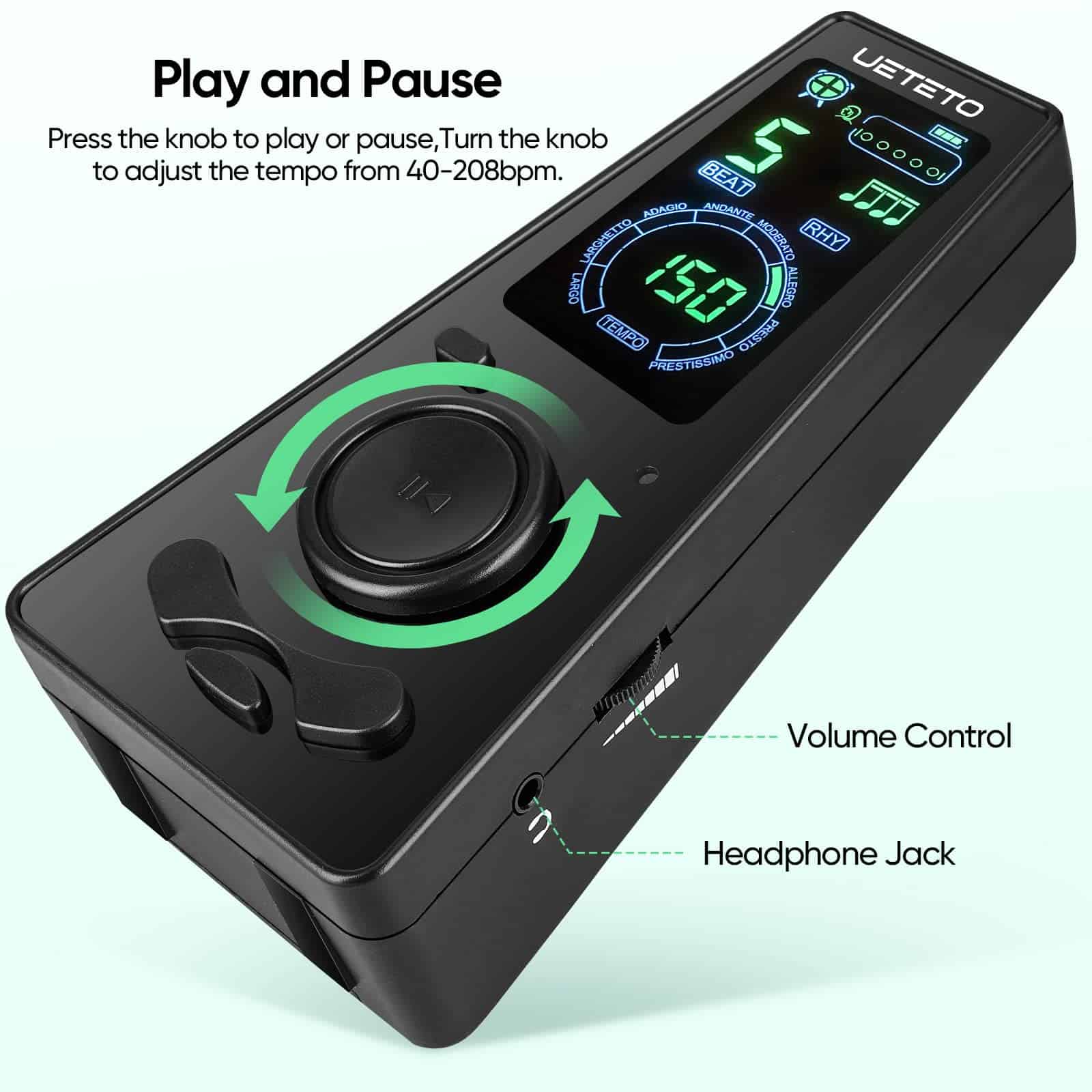 Metrónomo Digital Ueteto con Temporizador, Conteo Vocal en - Imagen 5